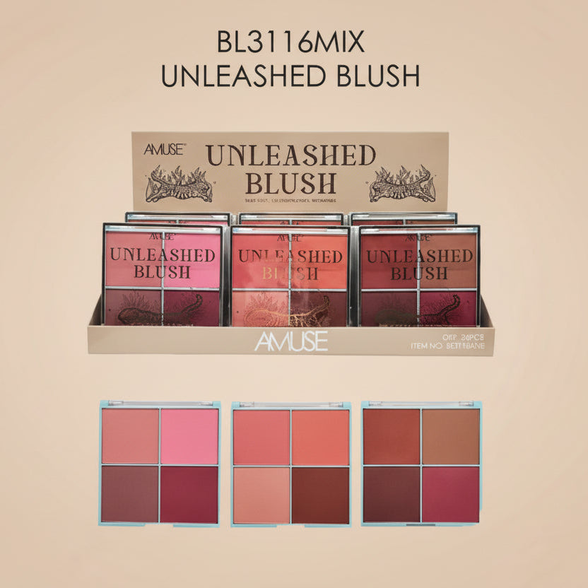 AMUSE - UNLEASHED BLUSH SILKY SOFT - 3 BLUSH PALETTES - DISPLAY (24PCS)