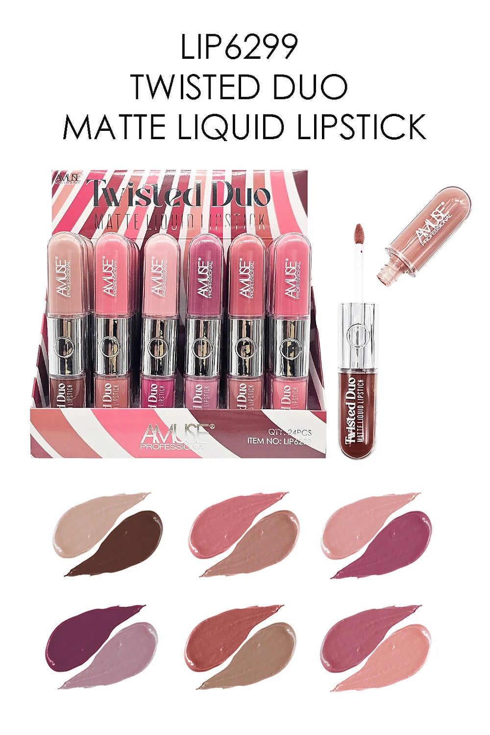 AMUSE - TWISTED DUO - MATTE LIQUID LIPSTICK - DISPLAY 24PC