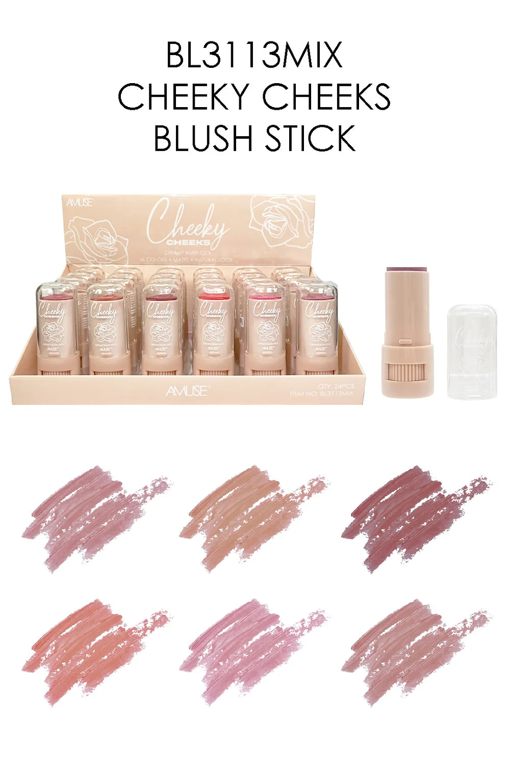 AMUSE - CHEEKY CHEEKS - STICK DE BLUSH CRÉMEUX - PRÉSENTOIR (24PC)
