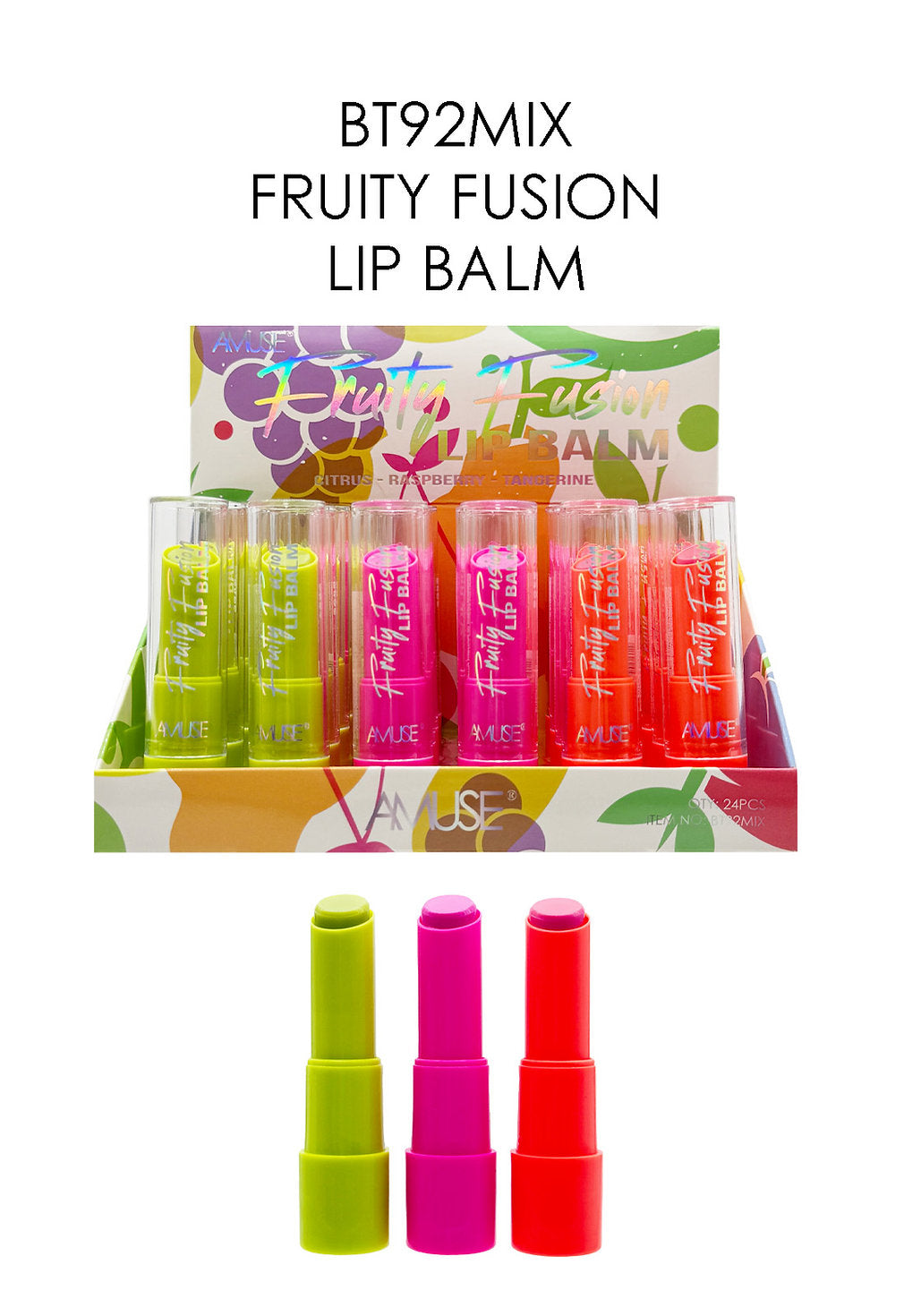 AMUSE- FRUITY FUSION- LIP BALM- 24PCS