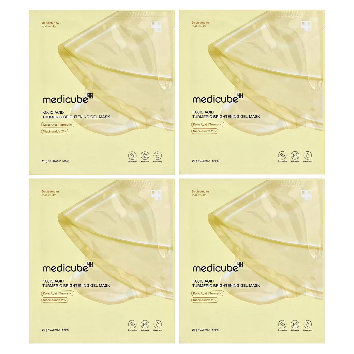 MEDICUBE - KOJIC ACID TURMERIC BRIGHTENING GEL MASK - 1 PACK/PC (4SHEETS)