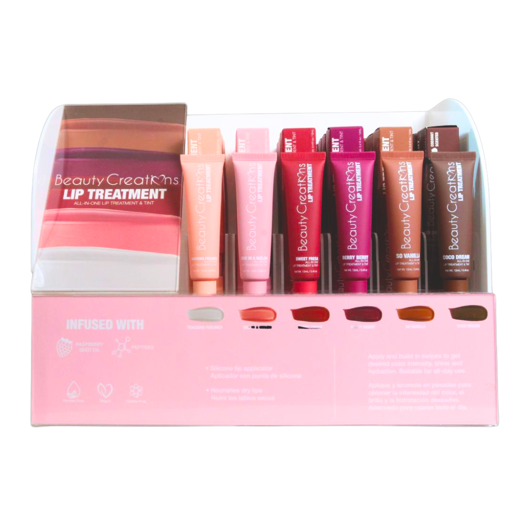 BEAUTY CREATIONS - LIP TREATMENT & TINT DISPLAY (6 SHADES + 6 PIECES PER SHADE + 1 FREE TESTER PER SHADE)