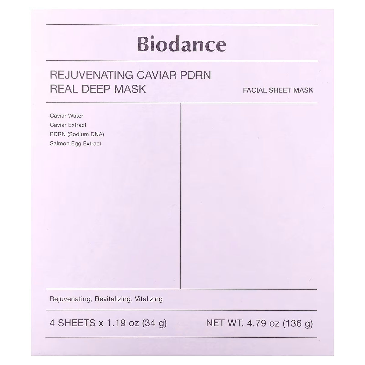 BIODANCE - REJUVENATING CAVIAR PDRN REAL DEEP MASK - 4 SHEET MASK ( 1 BOX )
