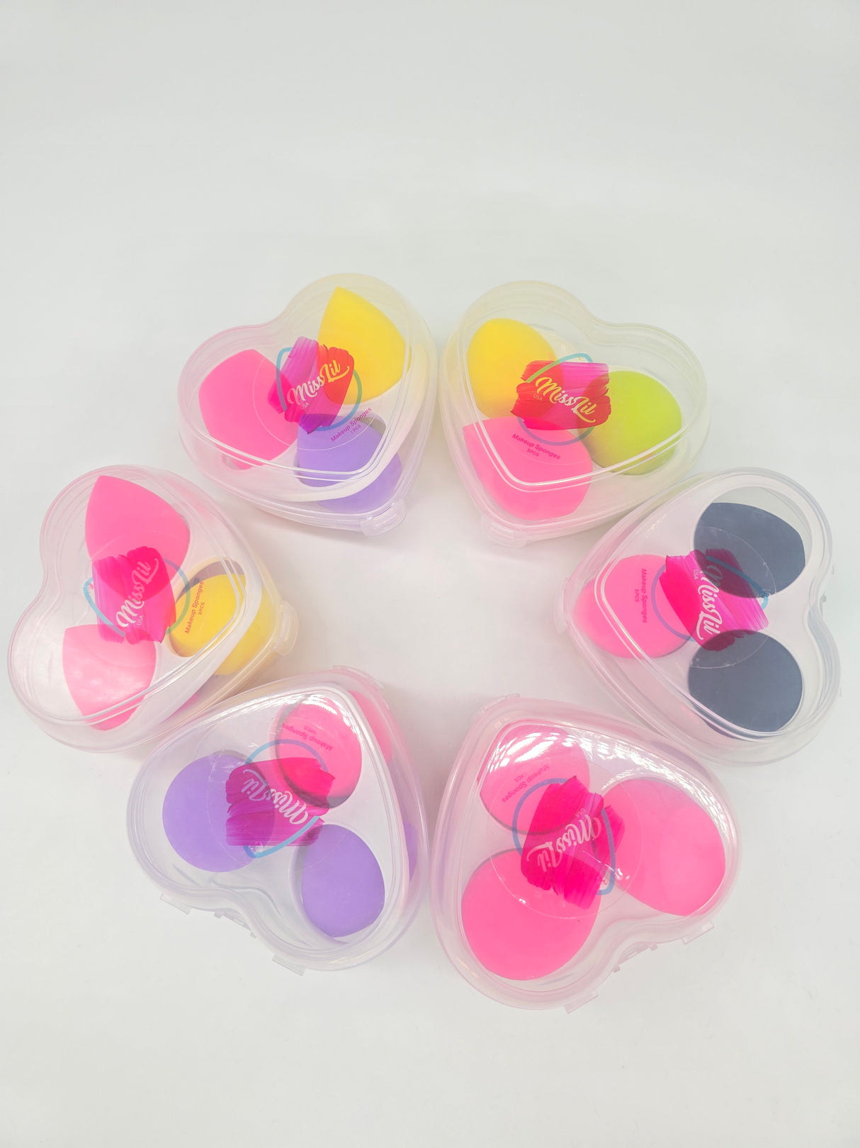 MISS LIL USA- HEART 3PCS SET SPONGES- (6PCS MIX)