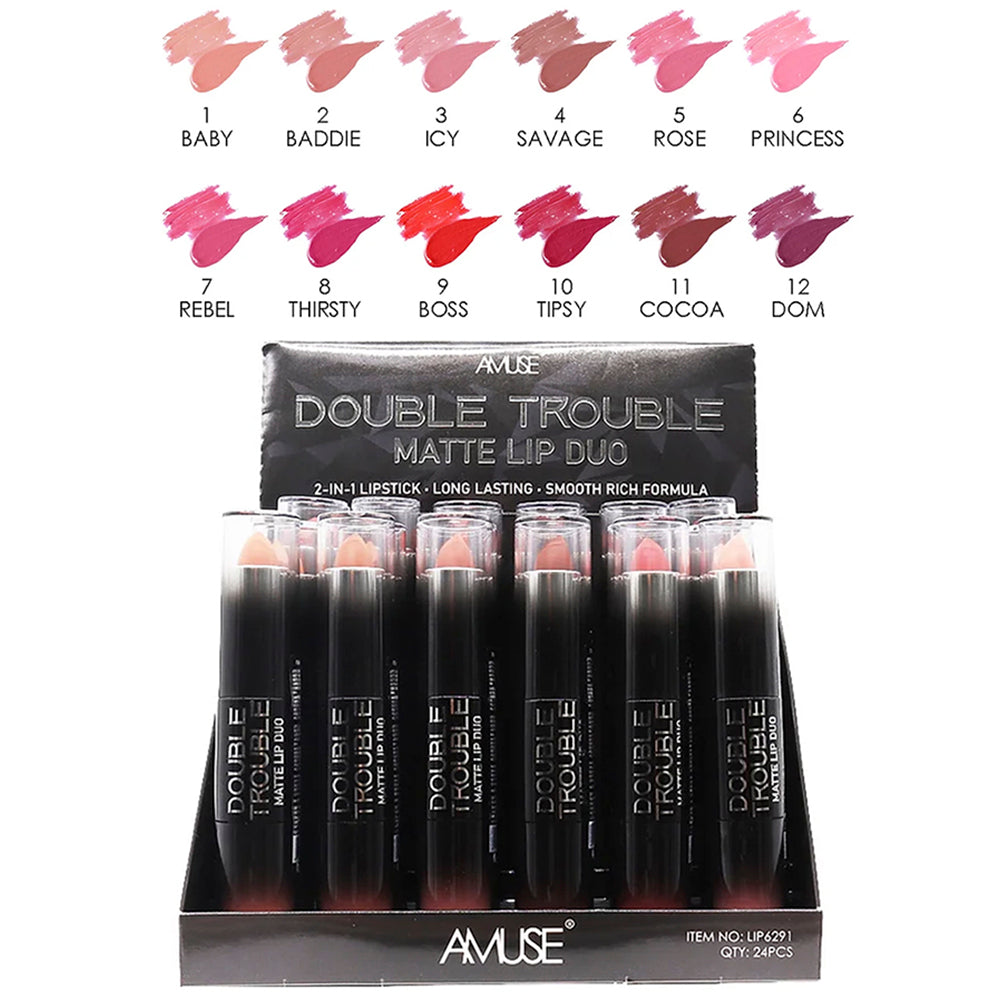 AMUSE - DOUBLE TROUBLE - MATTE LIP DUO - DISPLAY 24PC