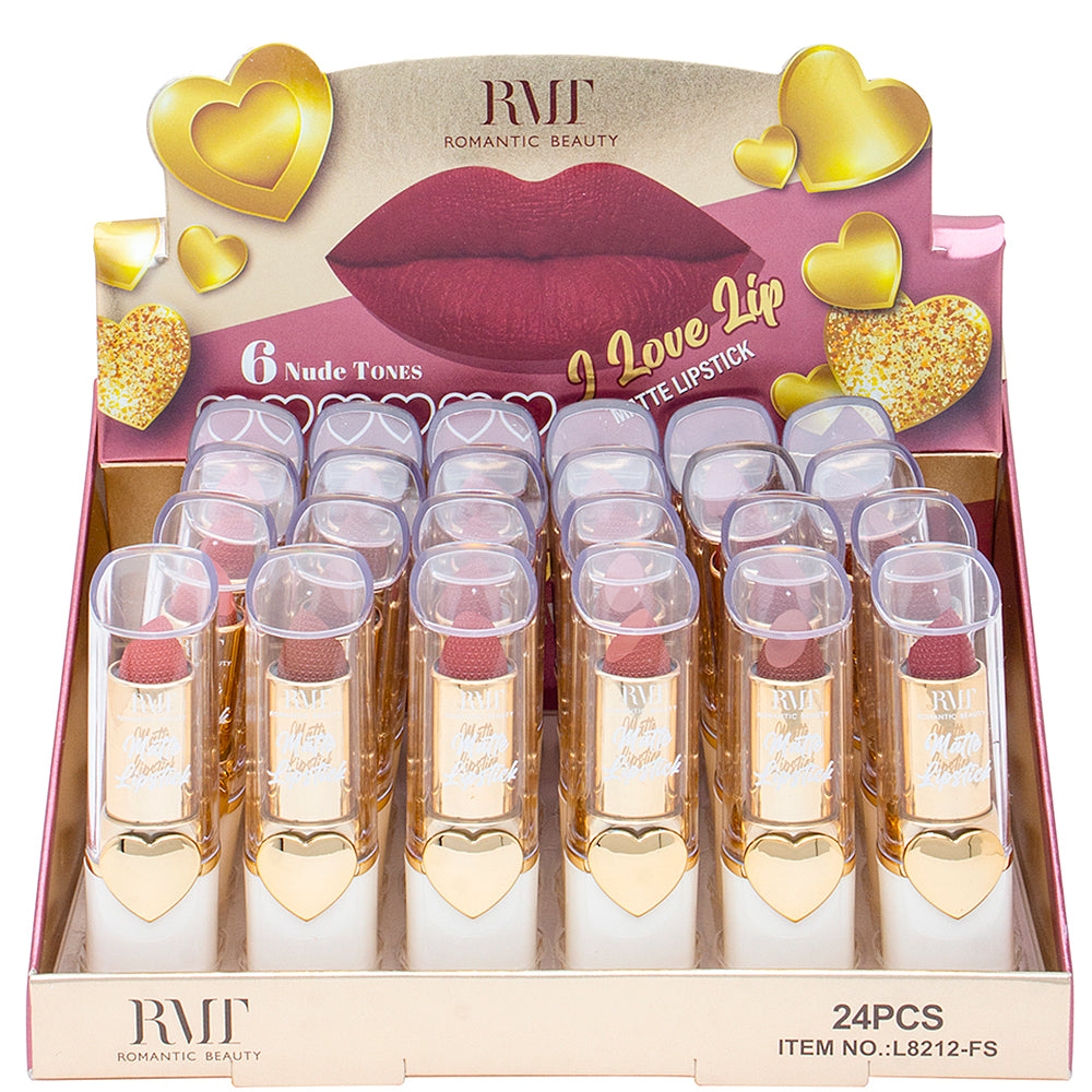 ROMANTIC BEAUTY- I LOVE LIP- MATTE LIPSTICK- 24PCS