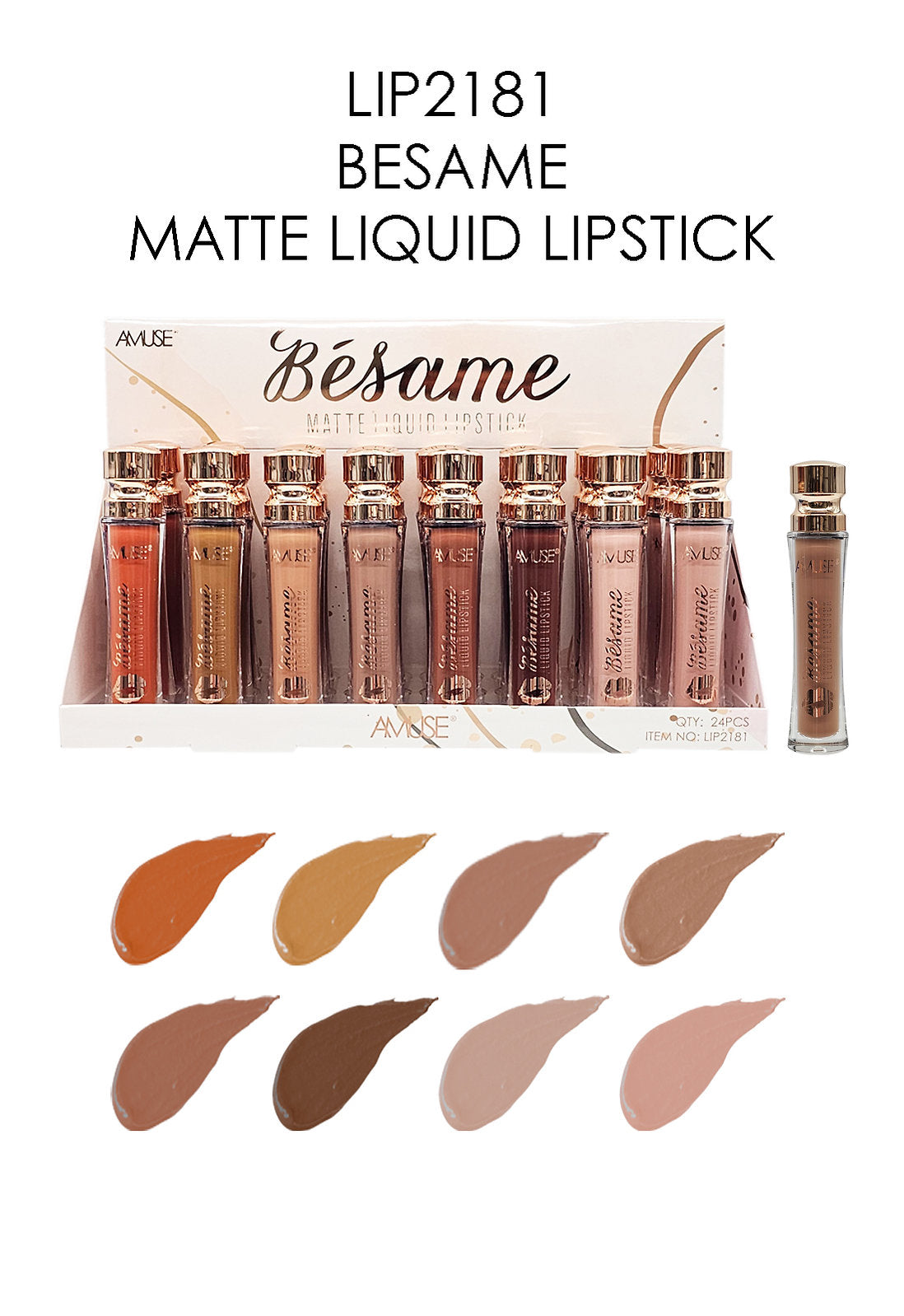 AMUSE- BESAME- MATTE LIQUID LIPSTICK- 24PCS
