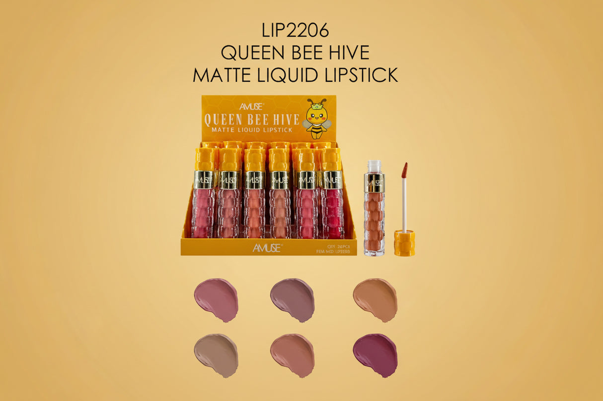 AMUSE- QUEEN BEE HIVE- MATTE LIQUID LIPSTICK- 24 PCS