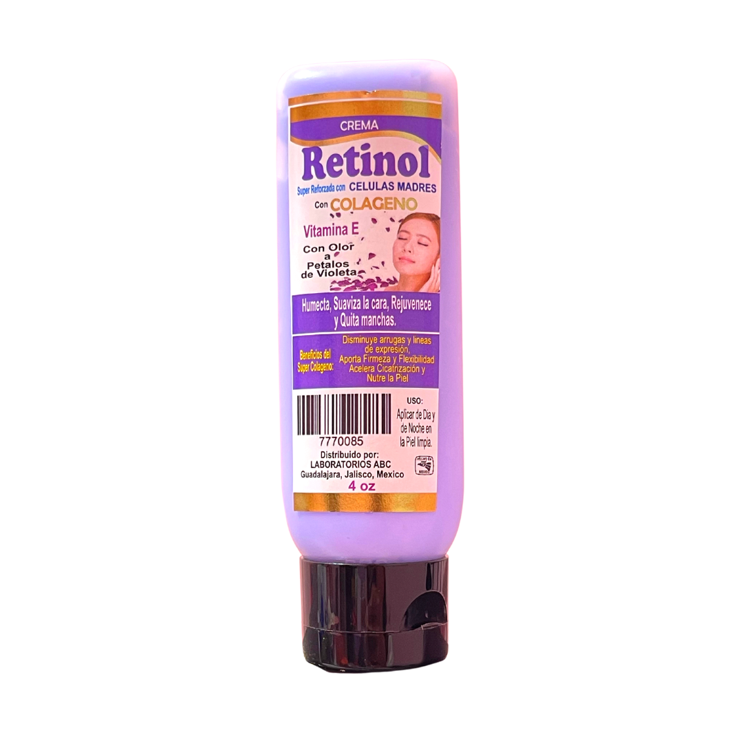 CREMA RETINOL SUPER REFORZADA CON CELULAS MADRES CON COLAGENO Y VITAMINA E CON OLOR A PETALOS DE VIOLETA (4 oz)