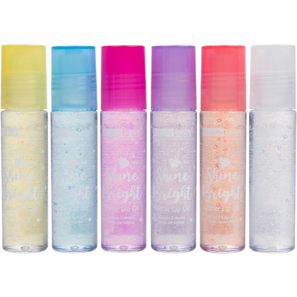 BEAUTY TREATS- SHINE BRIGHT- GLITTER LIP OIL (DISPLAY 36PCS)