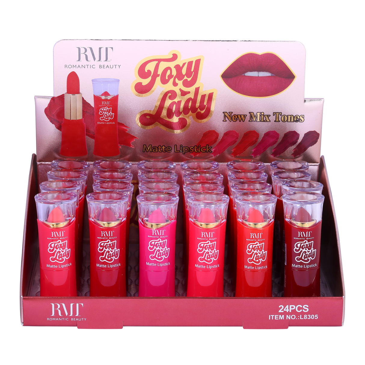 ROMANTIC BEAUTY- FOXY LADY- MATTE LIPSTICK- 24PCS