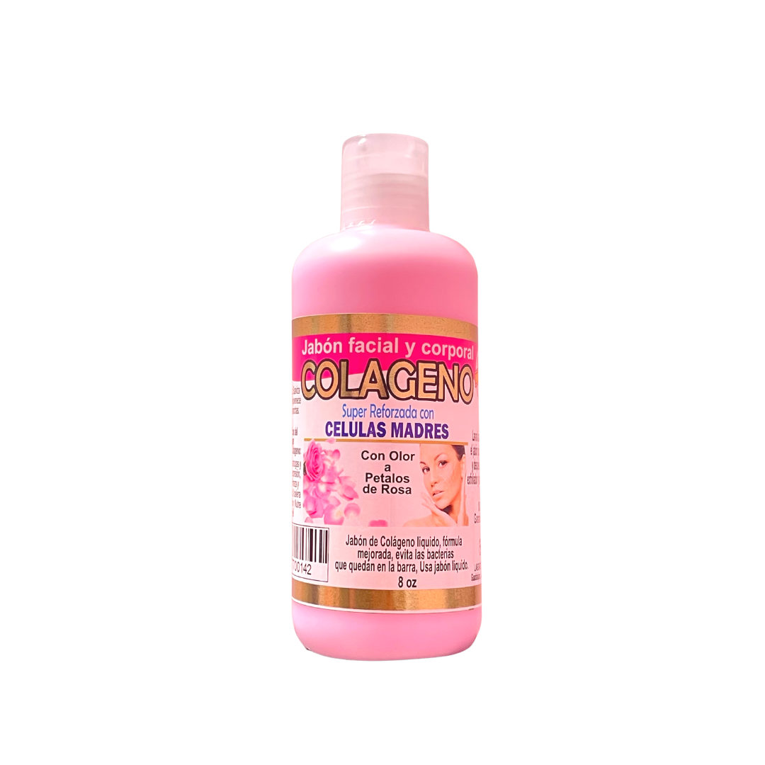 JABÓN LIQUIDO FACIAL Y CORPORAL COLAGENO SUPER REFORZADO CON CELULAS MADRES CON OLOR A ROSA