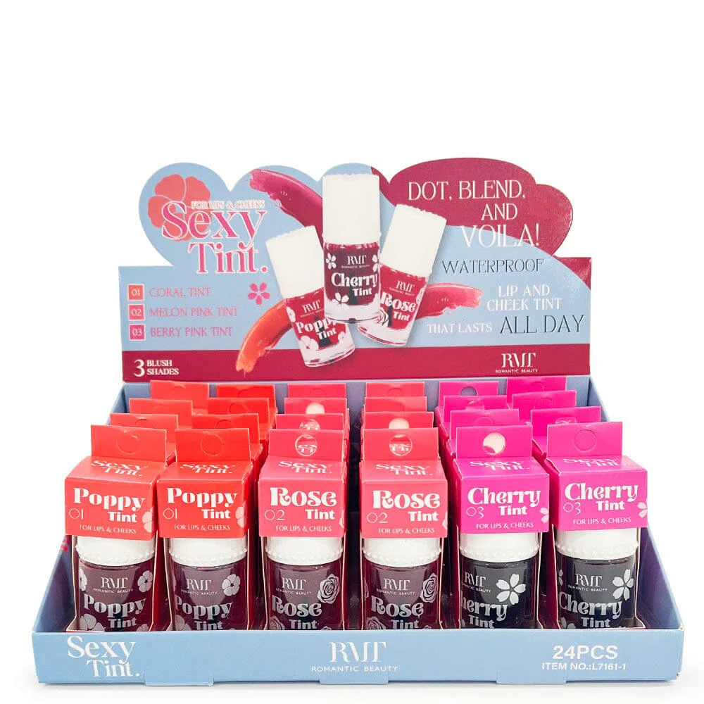 ROMANTIC BEAUTY - SEXY TINT - LIP AND CHEEK TINT 3 COLORS - DISPLAY 24PC