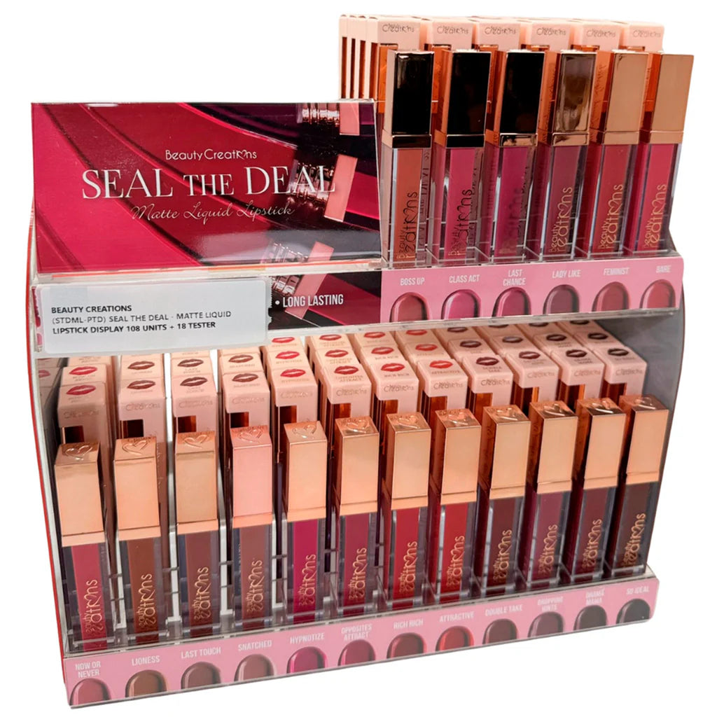 BEAUTY CREATIONS- SEAL THE DEAL- MATTE LIPSTICK- 108PCS + 18 FREE TESTERS