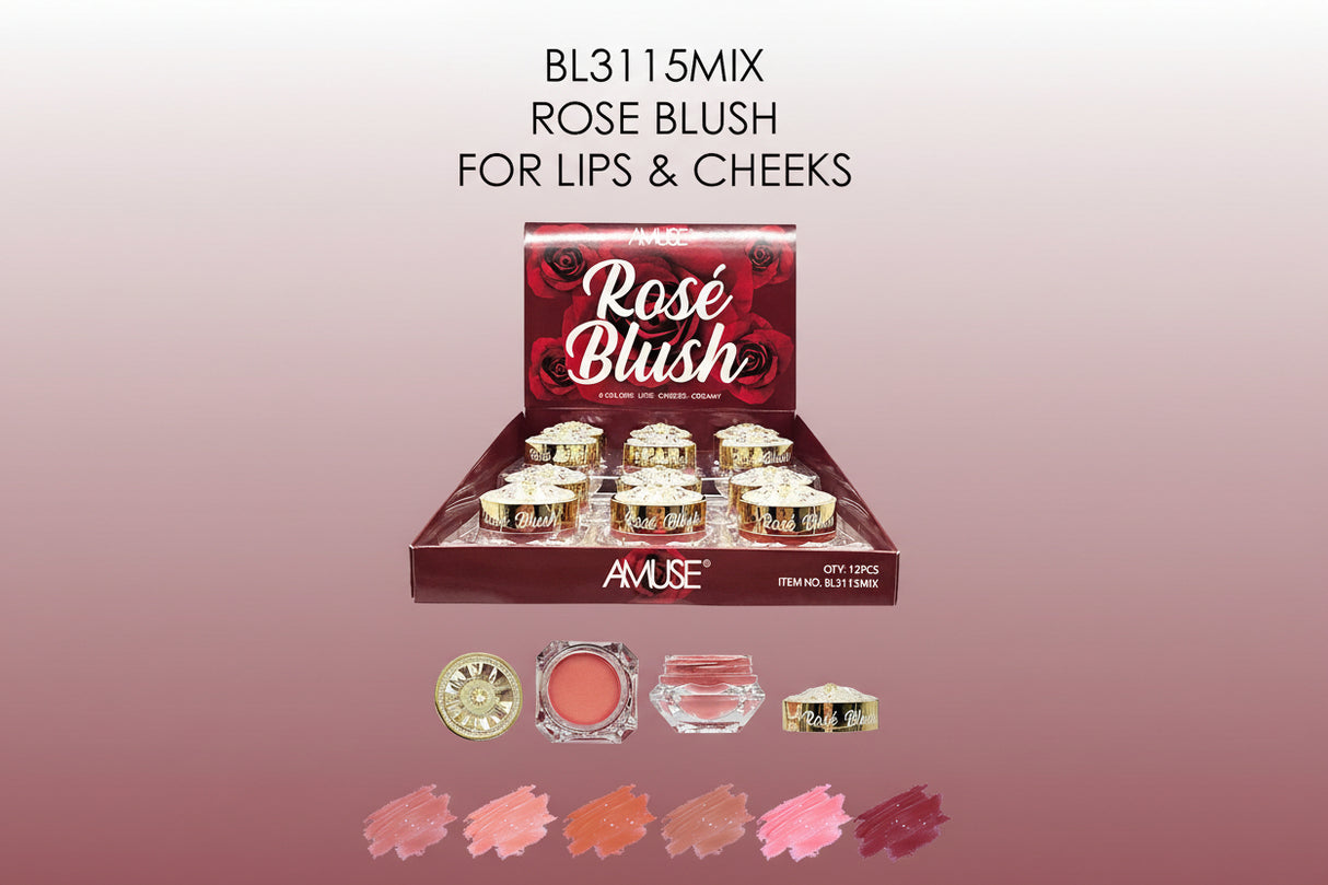 AMUSE- ROSE BLUSH- 6 COLORS- LIPS-CHEEKS- CREAMY-(12PCS)