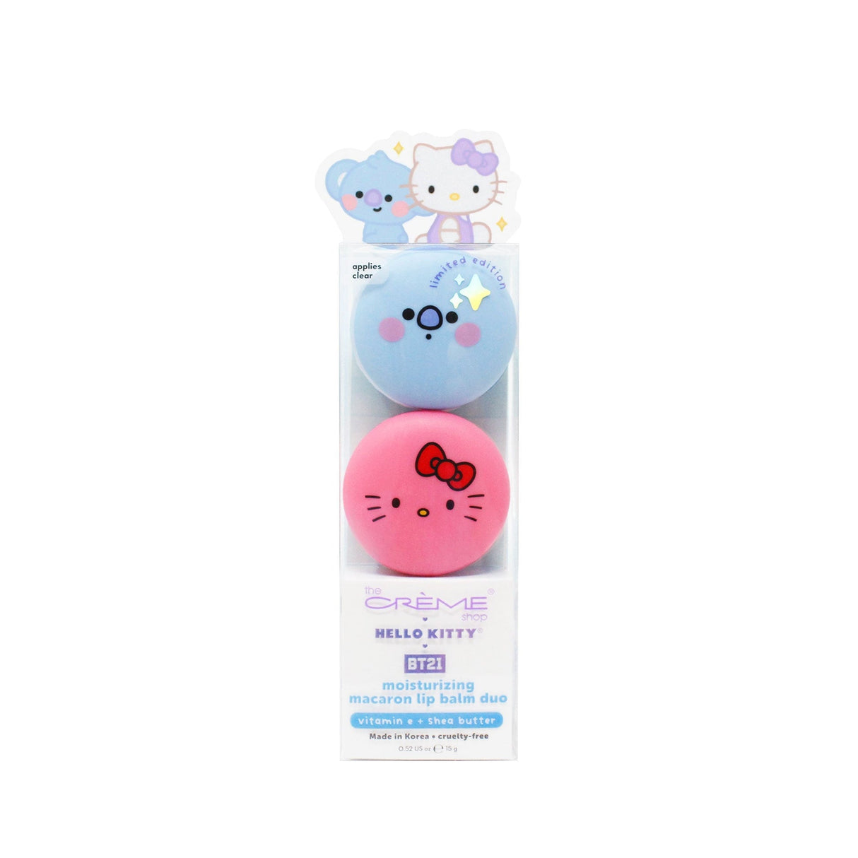 THE CREME SHOP - HELLO KITY & BT21 DÚO DE BÁLSAMO LABIAL MACARON HIDRATANTE