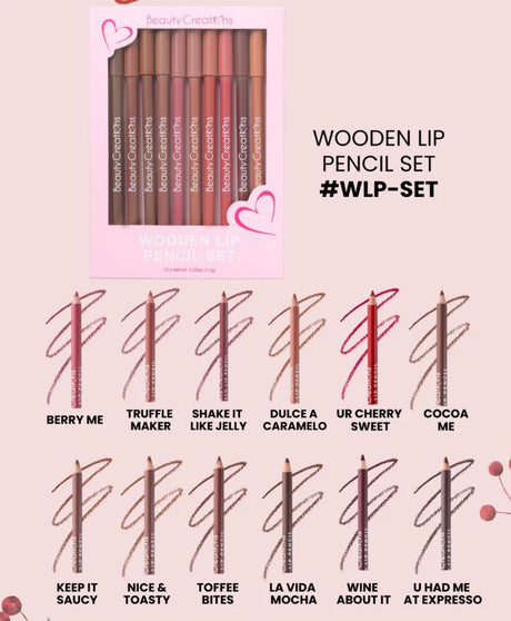 BEAUTY CREATIONS- WOODEN LIP PENCIL SET- 1PC