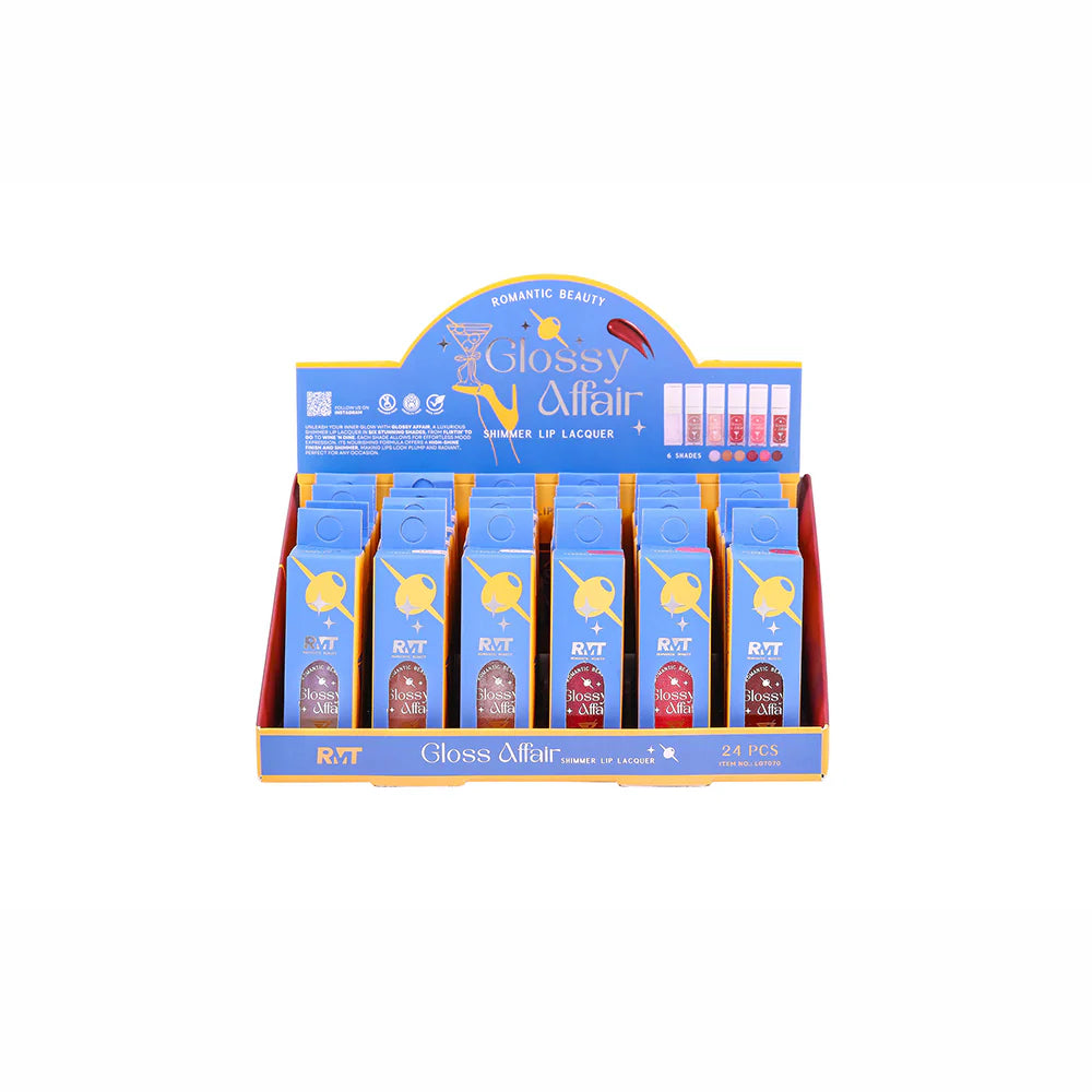 ROMANTIC BEAUTY- GLOSSY AFFAIR- SHIMMER LIP LACQUER- 24PCS