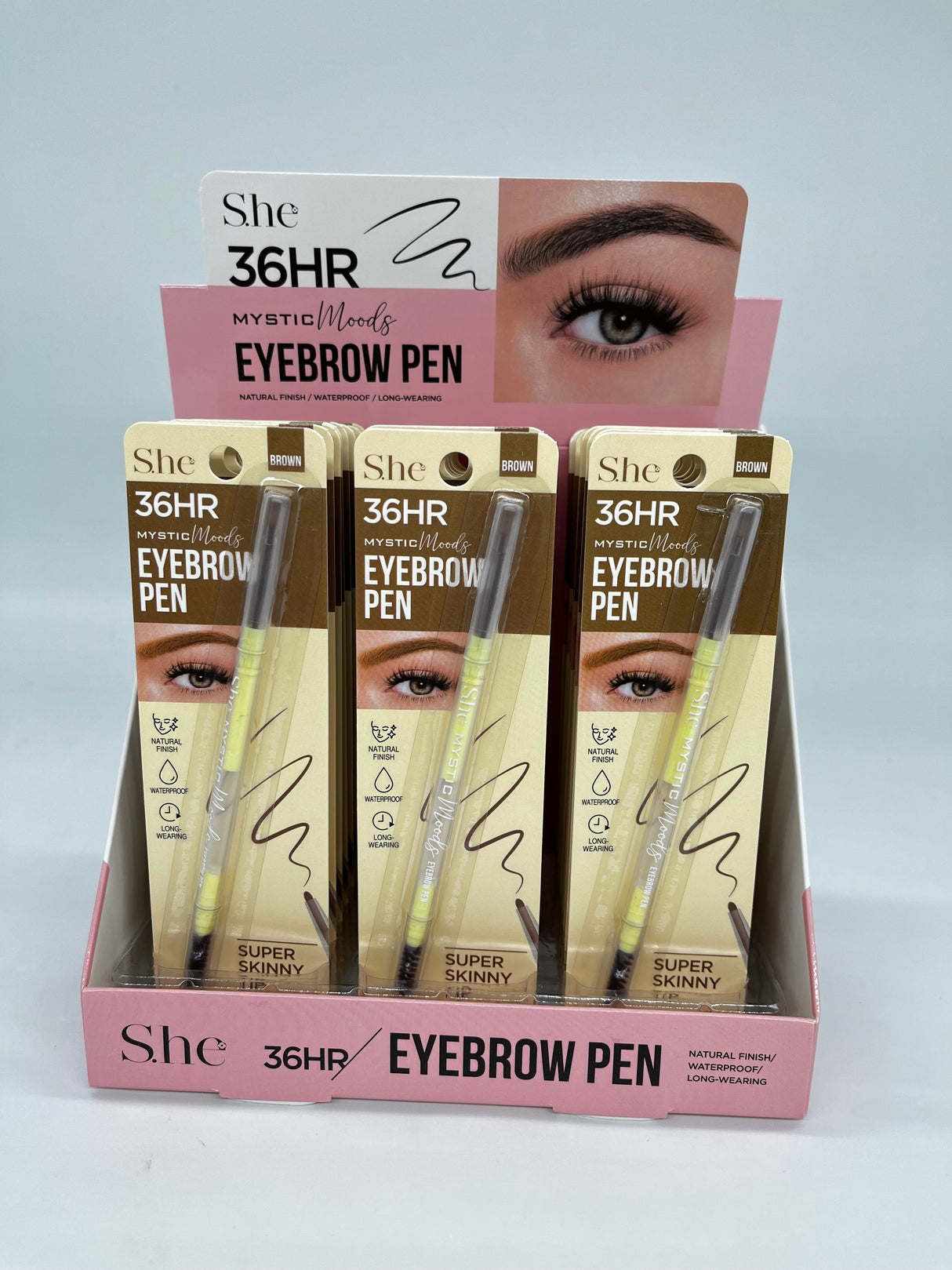 S.HE MAKEUP- MYSTIC MOODS- EYEBROW PEN- BROWN- 24PCS