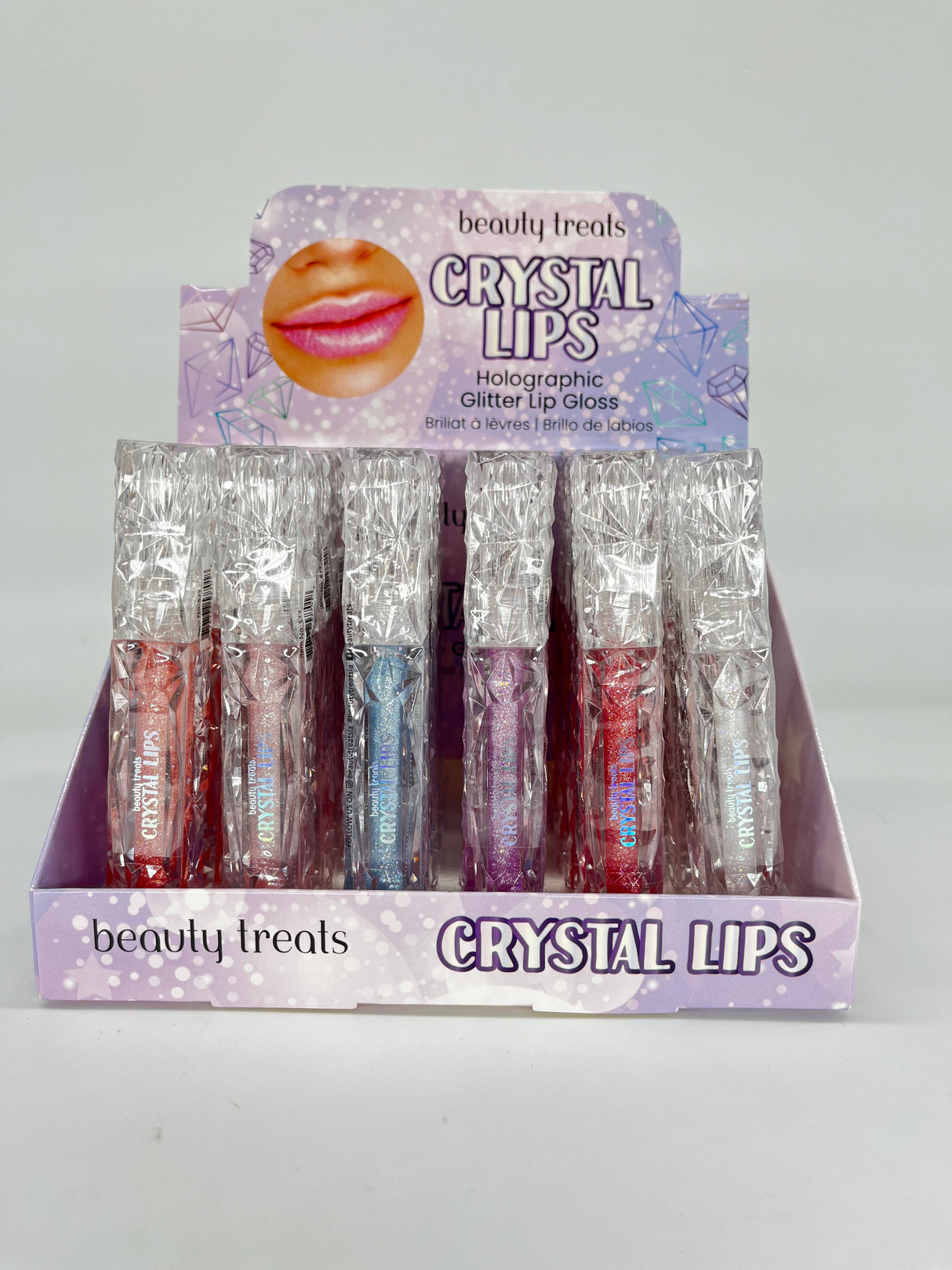 BEAUTY TREATS- CRYSTAL HOLOGRAPHIC GLITTER LIPGLOSS (DISPLAY 24PCS)