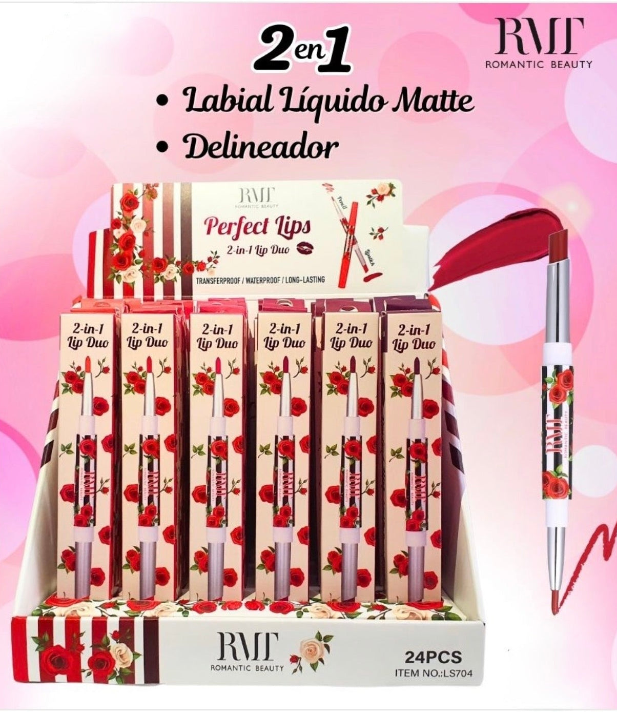 ROMANTIC BEAUTY - PERFECT LIPS 2 IN 1 (24PCS DISP)