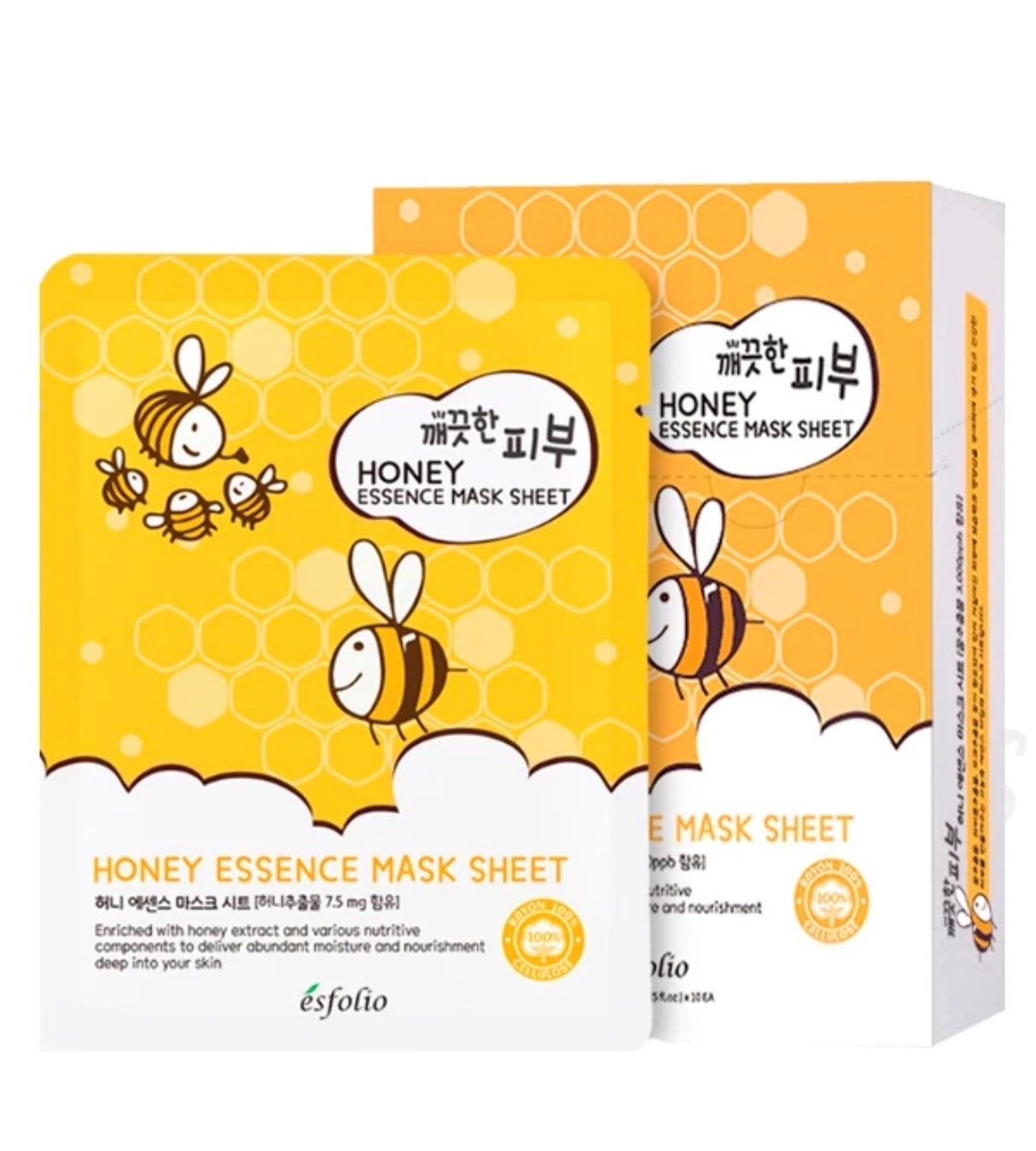 ESFOLIO - HONEY ESSENCE MASK SHEET - 10 PCS