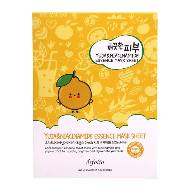 ESFOLIO - YUJA & NIACINAMIDE ESSENCE MASK SHEET - BOX (10 PCS)