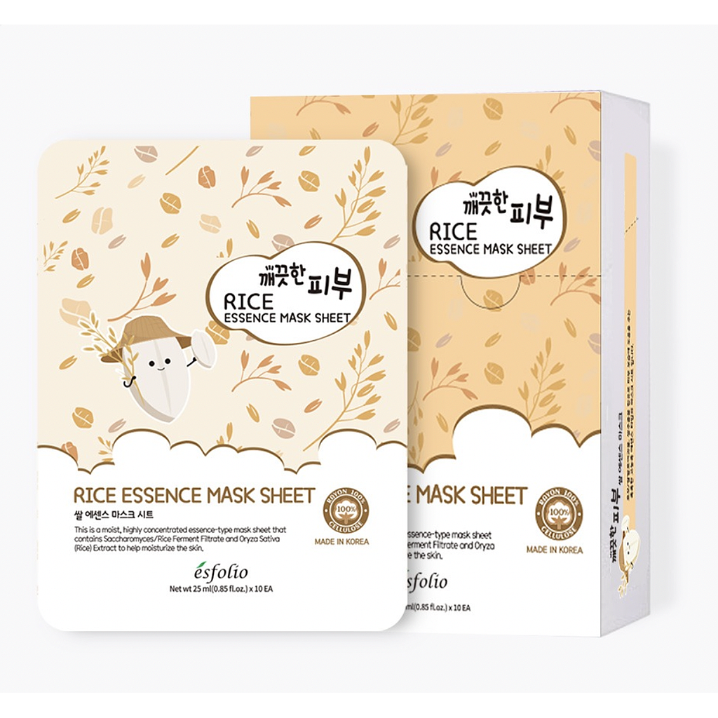 ESFOLIO - RICE ESSENCE MASK SHEET - BOX (10 PCS)