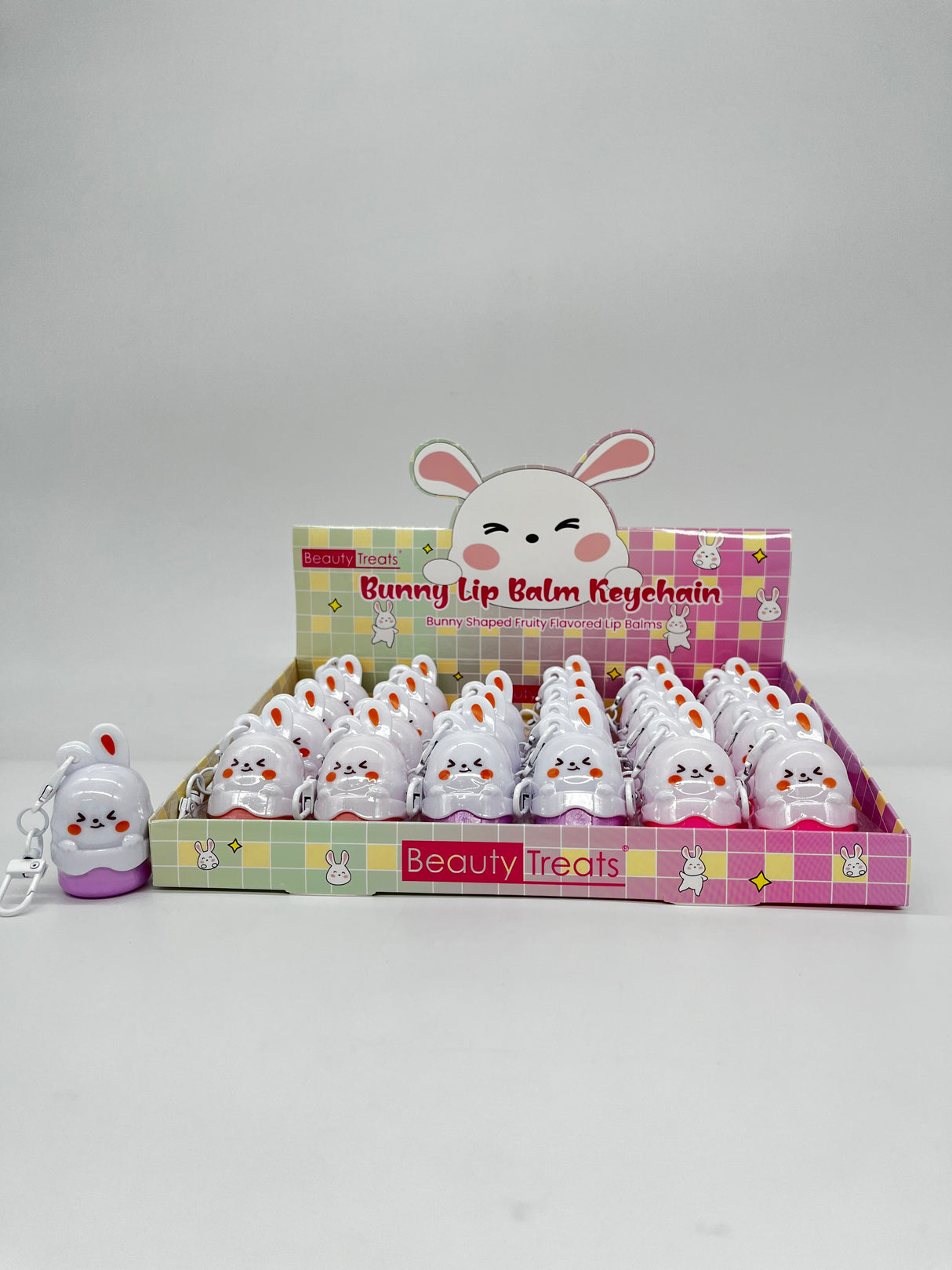 BEAUTY TREATS- BUNNY KEYCHAIN- LIP BALM-24PCS