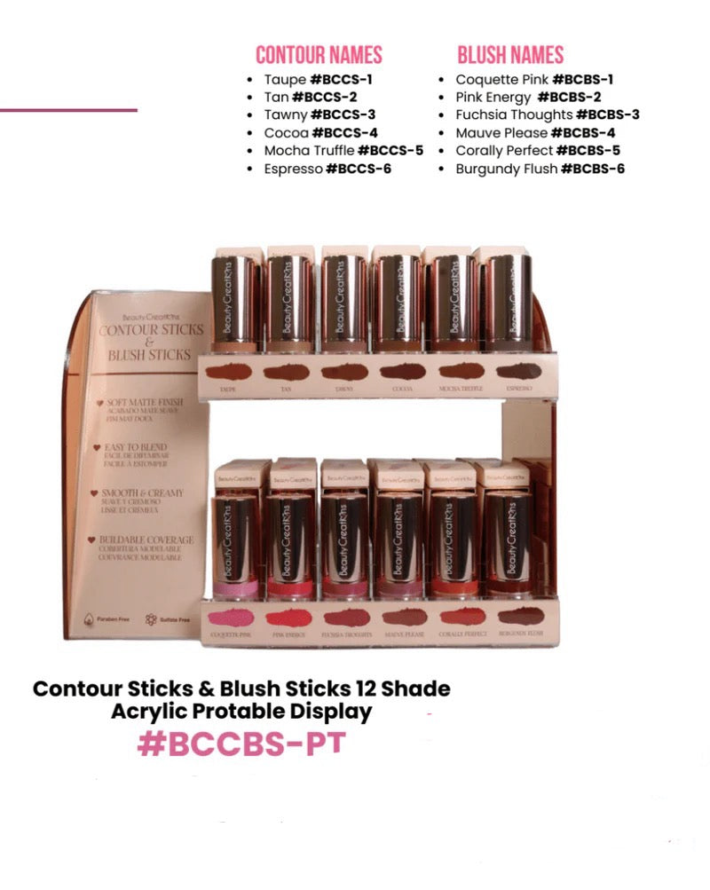 BEAUTY CREATIONS - CONTOUR STICKS & BLUSH STICKS- 66PCS + 12 FREE TESTERS