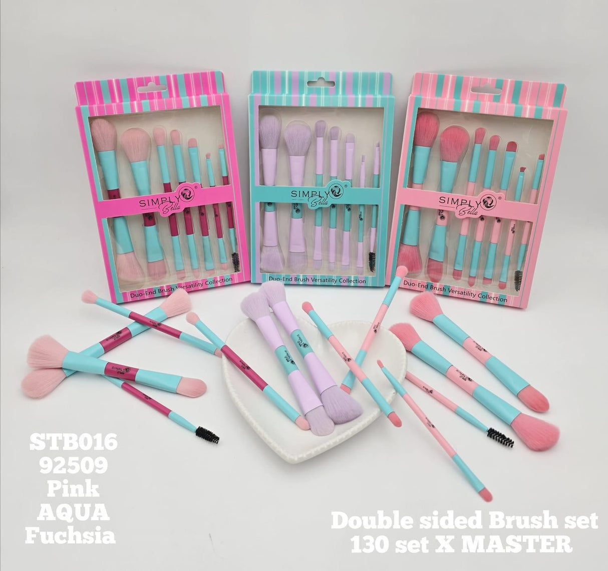 SIMPLY BELLA - DOUBLE SIDED BRUSH SET 7PCS -(BUNDLE MIX 6PCS)