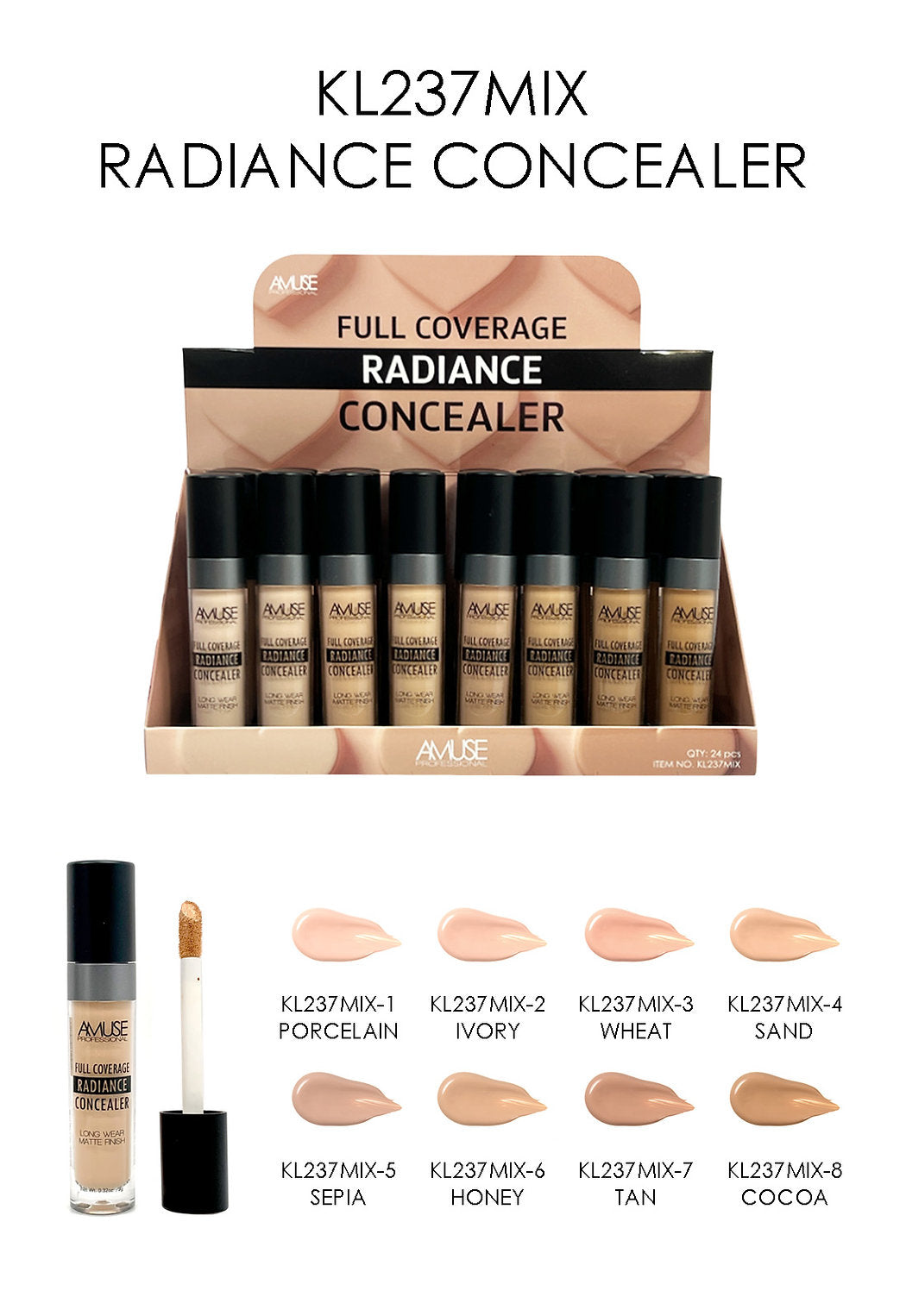 AMUSE- FULL COVERAGE- RADIANCE CONCEALER- (24PCS)