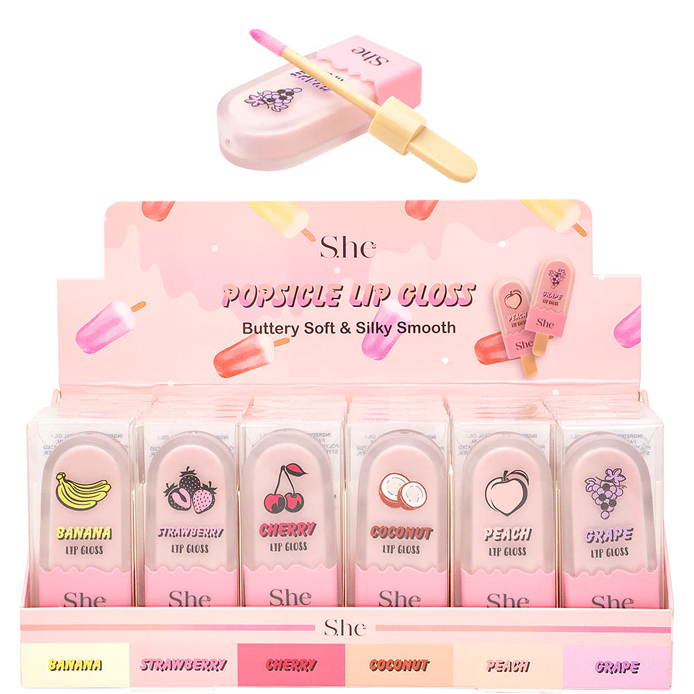 S.HE MAKEUP- POPSICLE- LIP GLOSS- 24PCS
