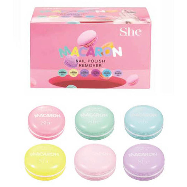 SHE MAKEUP - NAIL POLISH REMOVER MACARON - DISPLAY 24PC