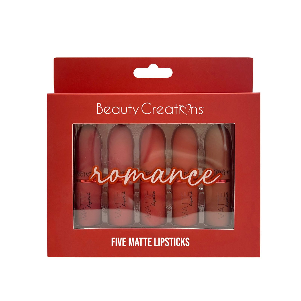 BEAUTY CREATIONS- ROMANCE-FIVE MATTE LIPSTICKS- 1PC