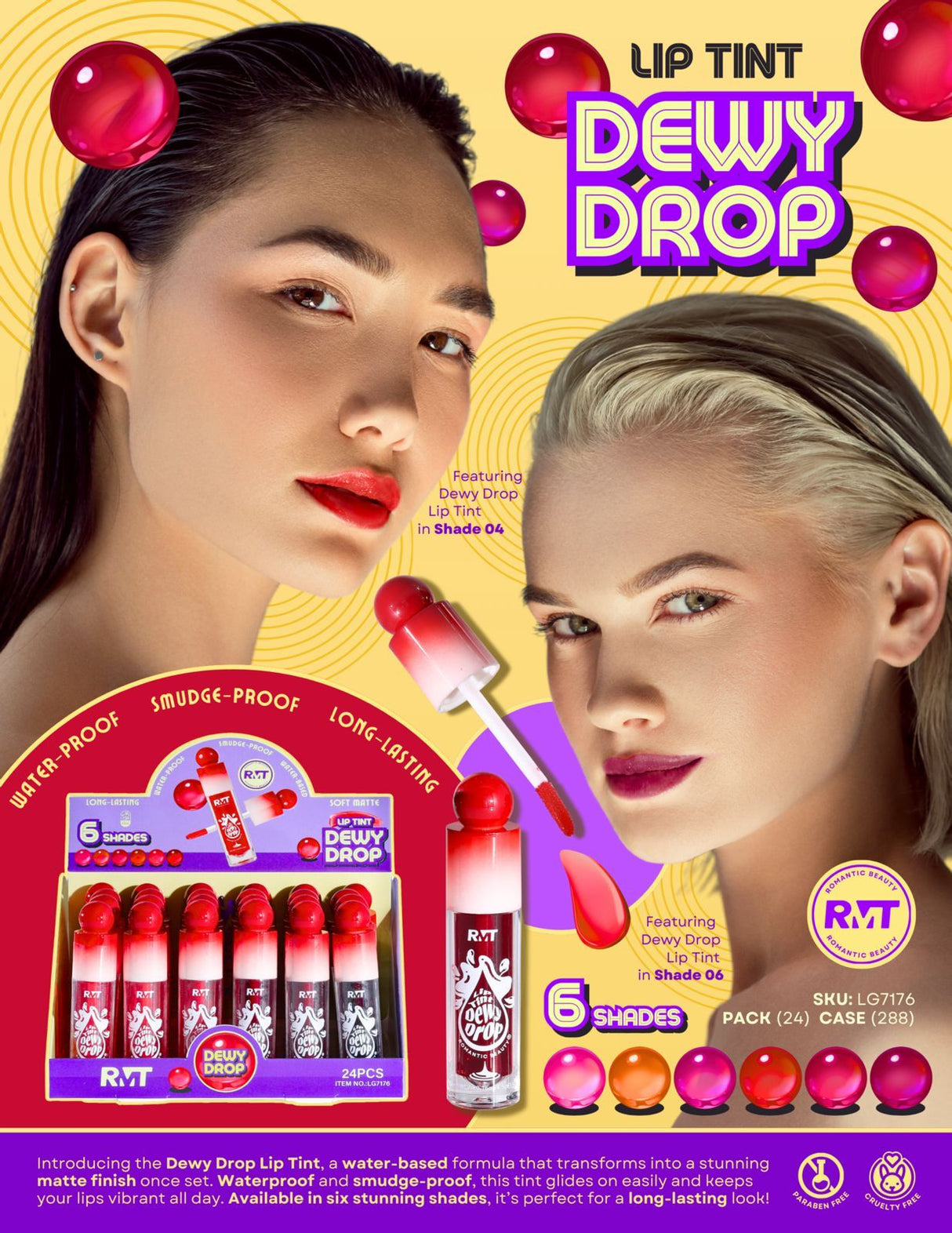ROMANTIC BEAUTY- DEWY DROP- LIP TINT- DISPLAY(24PCS)