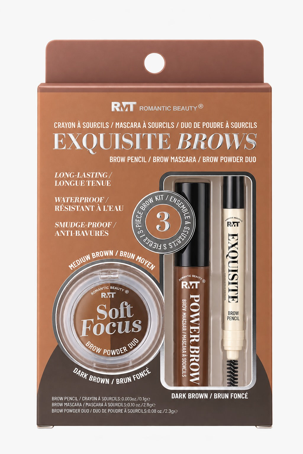 ROMANTIC BEAUTY - EXQUISITE BROWS - BROW PENCIL/ BROW MASCARA/ BROW POWDER DUO (1PC)