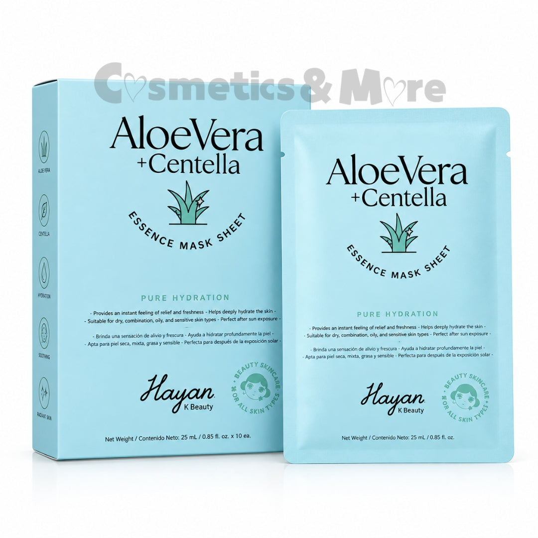 HAYAN K BEAUTY - ALOE VERA + CENTELLA ESSENCE MASK SHEET - 1 PACK (10 PC SHEET MASK)