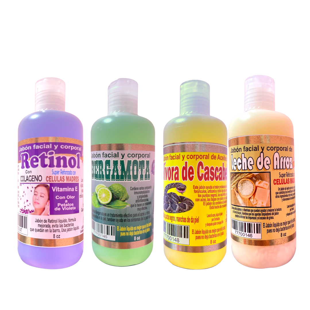 MX JABÓN LIQUIDO FACIAL Y CORPORAL 8oz