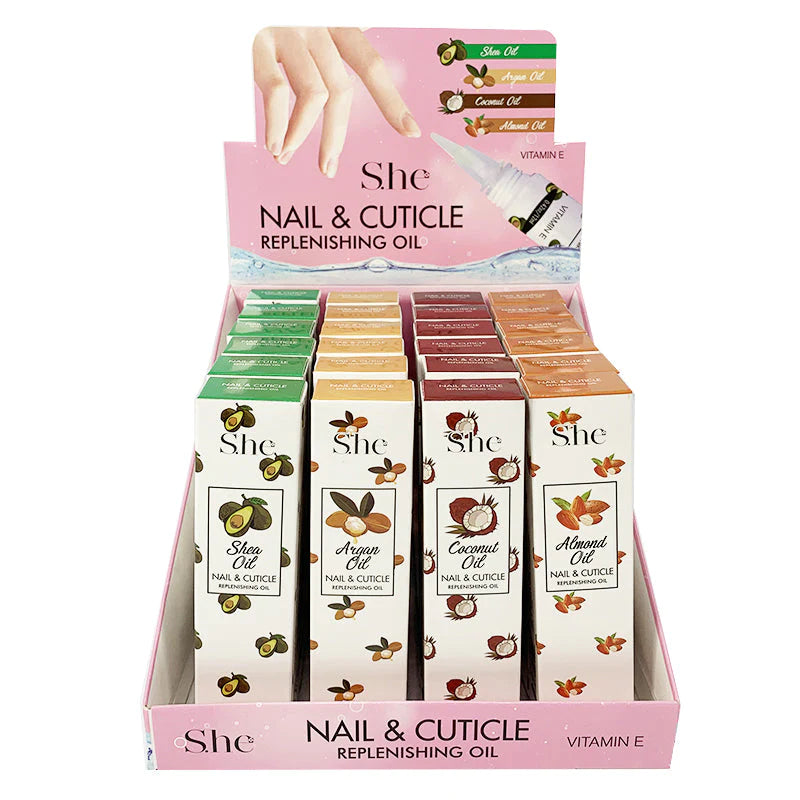 S.HE MAQUILLAGE - HUILE RÉPARATEUR D'ONGLES ET DE CUTICULES - (24PCS DISP)