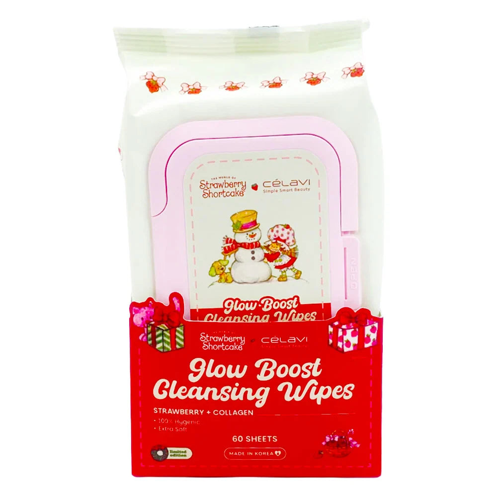 CÉLAVI - STRAWBERRY SHORTCAKE GLOW BOOST CLEANSING WIPES - 1 PACK (60 SHEETS)