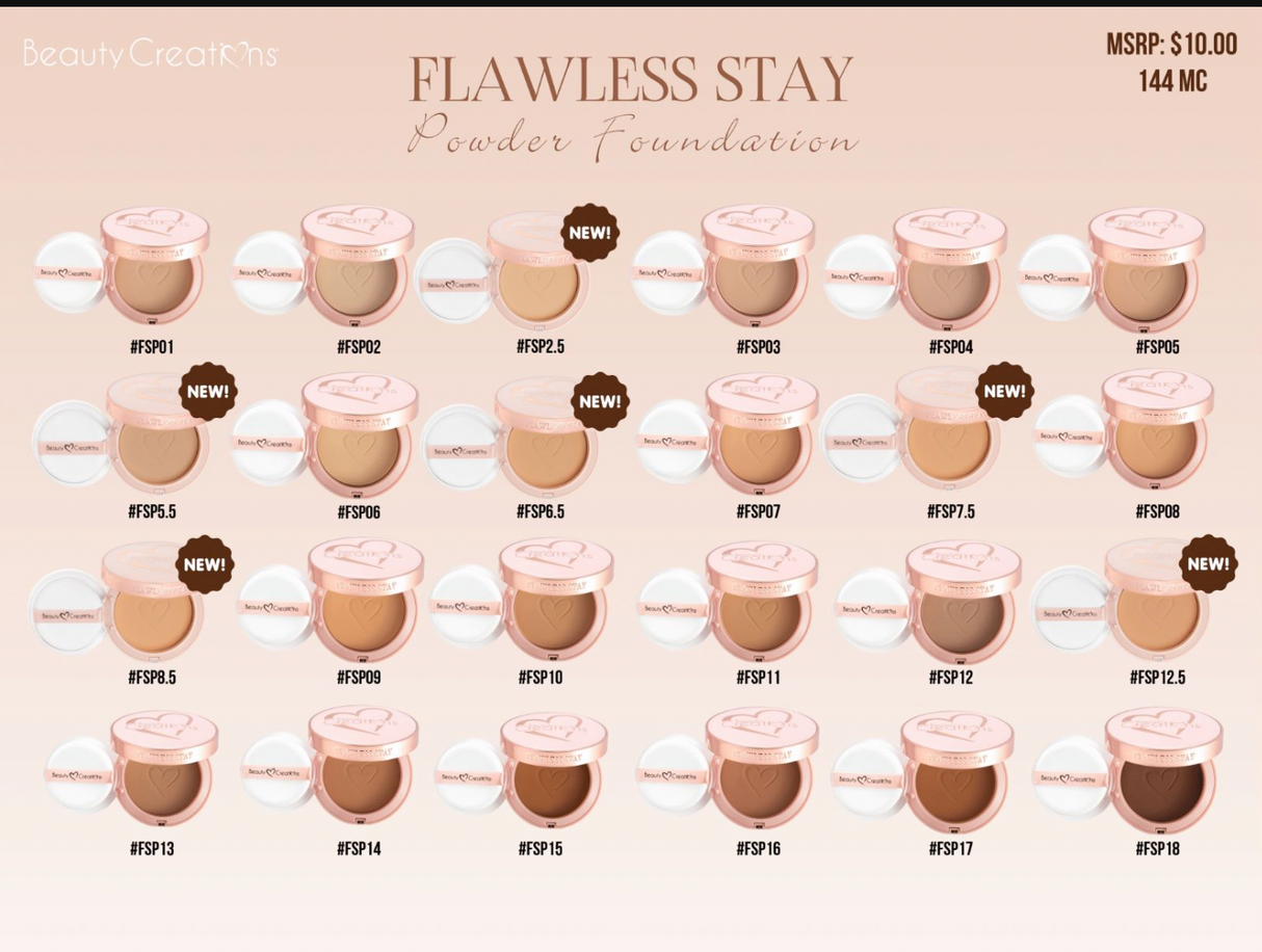 BEAUTY CREATIONS - FUNDACIÓN EN POLVO FLAWLESS STAY