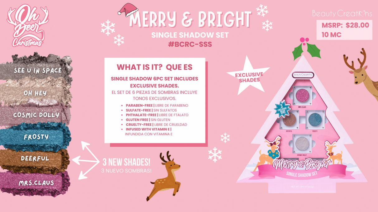 BEAUTY CREATIONS - REINDER CHRISTMAS: RIDING SOLO 6PC SINGLE SHADOW "MERRY & BRIGHT" (1SET)