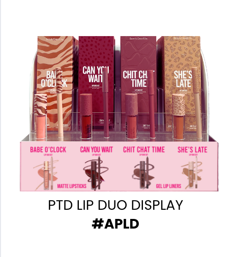 BEAUTY CREATIONS - LIP DUO DISPLAY (6PC EACH + 1 FREE TESTER =28PC TOTAL)