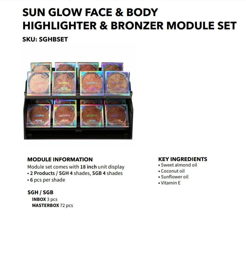 MOIRA- SUN GLOW HIGHLITER/ SUNGLOW BRONZER- DISPLAY