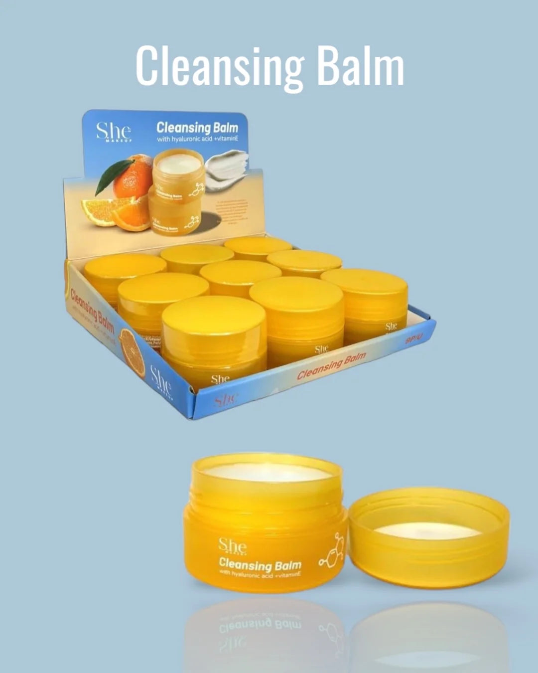 S.HE MAKE UP- CLEANSING BALM WITH HYALURONIC ACID + VITAMIN E - (9PC)