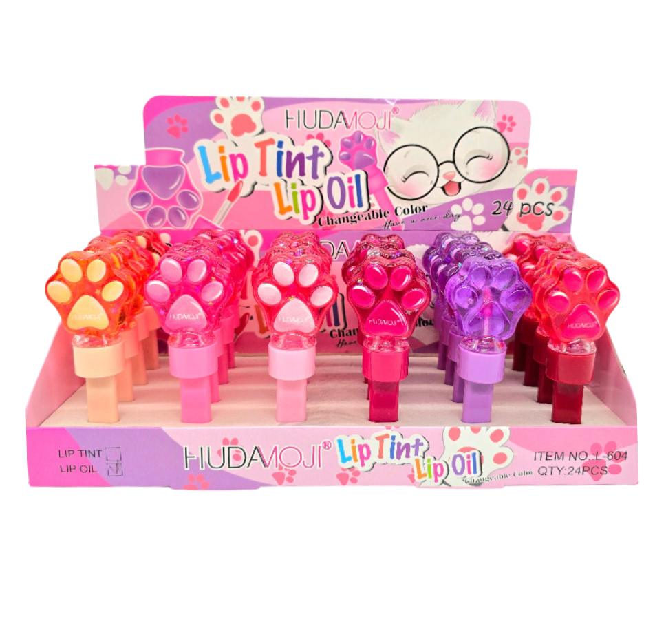 HUDAMOJI- CHANGEABLE COLOR- CAT PAWS- LIP OIL- 24PCS