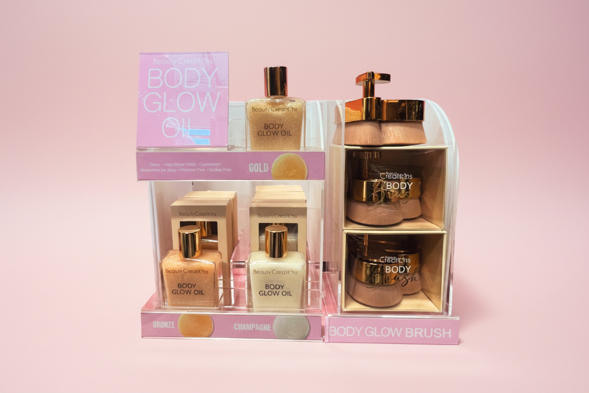 BEAUTY CREATIONS - BODY GLOW OIL AND BRUSH- 24PCS