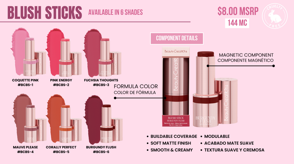 BEAUTY CREATIONS - BLUSH STICKS (6 SHADES)