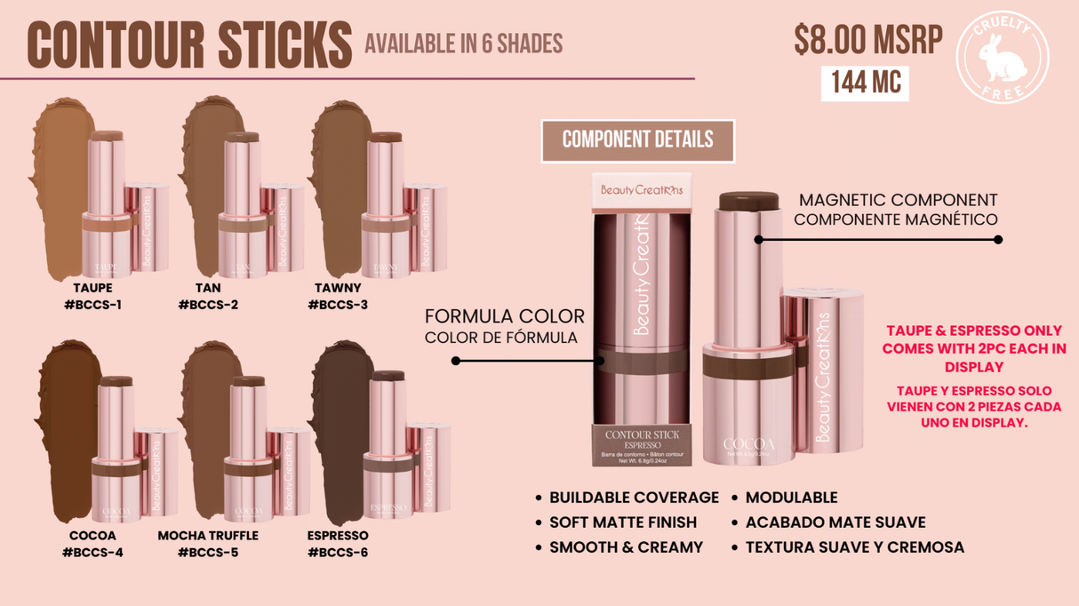 BEAUTY CREATIONS - CONTOUR STICKS (6 SHADES)